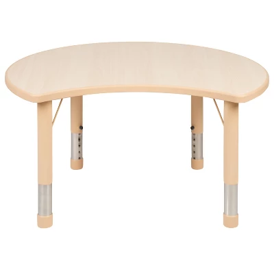 Emma And Oliver 25.125"W X 35.5"L Crescent Natural Plastic Adjustable Activity Table-Seats 4 7 Emma And Oliver 25.125"W X 35.5"L Crescent Natural Plastic Adjustable Activity Table-Seats 4 - Image 7