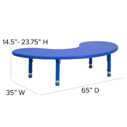Emma And Oliver 35"W X 65"L Half-Moon Plastic Height Adjustable Activity Table -Home office GUEST 7700d699 06c4 496c 99ed 5e2d2593c7e7