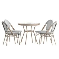 Emma & Oliver Massalia Indoor/Outdoor Bistro Style 31.5 In. Table With Textilene, Glass Top, And Four Chairs - Metal Frame 20 Emma & Oliver Massalia Indoor/Outdoor Bistro Style 31.5 In. Table With Textilene, Glass Top, And Four Chairs - Metal Frame -Home office GUEST 77399fa2 dbf9 4ed8 b4c8 a27a94fd70c1