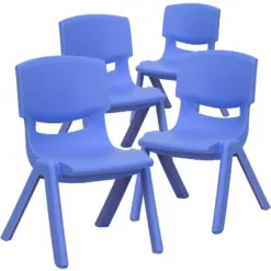 Emma And Oliver 4 Pack Plastic Stackable Pre-K/School Chairs With 10.5"H Seat -Home office GUEST 77d32bdf 6dd2 4ab0 a29e b4ab400b0442