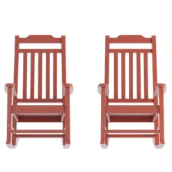 Emma And Oliver Set Of 2 All-Weather Poly Resin Faux Wood Rocking Chairs For Porch &Patio -Home office GUEST 77dff014 4a82 49fd 8d19 ea48541871ea