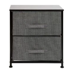 Emma And Oliver 2 Drawer Storage Stand With Wood Top & Dark Fabric Pull Drawers -Home office GUEST 77e6805d a81c 4465 9386 fe3d42c65d35
