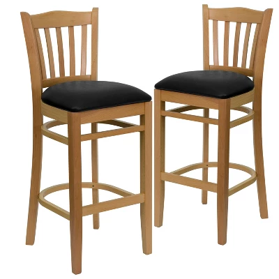 Emma And Oliver 2 Pack Vertical Slat Back Wooden Restaurant Barstool 13 Emma And Oliver 2 Pack Vertical Slat Back Wooden Restaurant Barstool - Image 13
