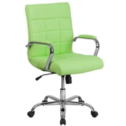 Emma And Oliver Mid-Back Vinyl Executive Swivel Office Chair With Chrome Base And Arms -Home office GUEST 77f7d3b2 04d4 4feb 8f1e 3c8dc9e10e7e