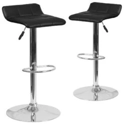 Emma And Oliver 2 Pack Contemporary Vinyl Adjustable Height Barstool With Quilted Wave Seat And Chrome Base -Home office GUEST 7836b6d2 218c 49a9 9d38 0769f24949e6