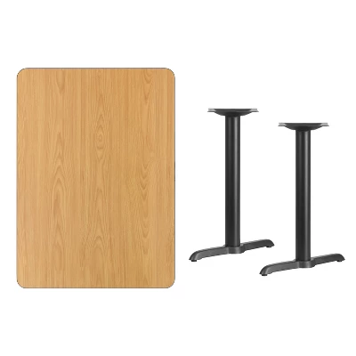 Emma And Oliver 30"x42" Rectangular Natural Laminate Table Top With 5"x22" Bases 1 Emma And Oliver 30"x42" Rectangular Natural Laminate Table Top With 5"x22" Bases