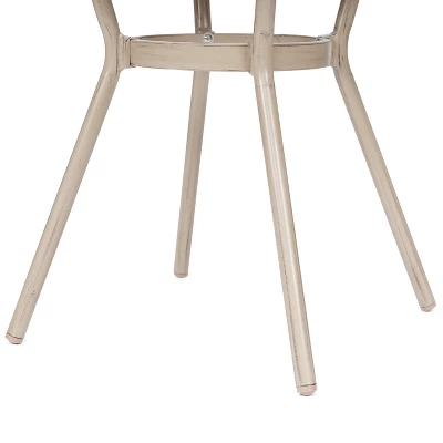 Emma & Oliver Massalia Indoor/Outdoor Bistro Style 31.5 In. Table With Textilene, Glass Top, And Bamboo Finished Metal Frame 5 Emma & Oliver Massalia Indoor/Outdoor Bistro Style 31.5 In. Table With Textilene, Glass Top, And Bamboo Finished Metal Frame - Image 5