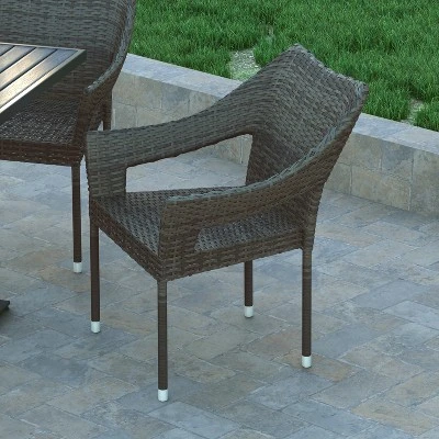 Emma And Oliver All-Weather Indoor/Outdoor Stacking Patio Dining Chairs With Steel Frame And Weather Resistant PE Rattan 3 Emma And Oliver All-Weather Indoor/Outdoor Stacking Patio Dining Chairs With Steel Frame And Weather Resistant PE Rattan - Image 3