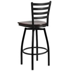 Emma And Oliver Black Ladder Back Swivel Metal Restaurant Dining Barstool -Home office GUEST 7998c6db 132a 439a 93ee ceedb9f50513