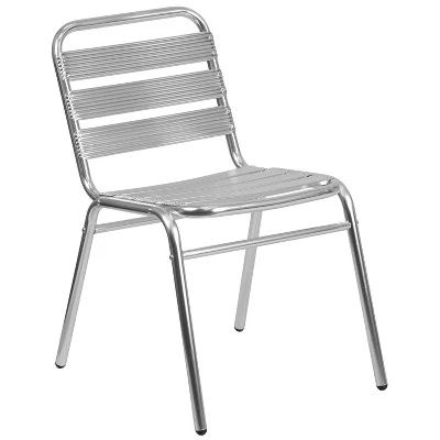 Emma And Oliver Aluminum Indoor-Outdoor Stack Chair With Triple Slat Back 10 Emma And Oliver Aluminum Indoor-Outdoor Stack Chair With Triple Slat Back - Image 10
