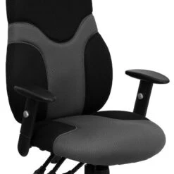 Emma And Oliver High Back Ergonomic Black/Gray Mesh Swivel Task Office Chair W/ Adjustable Arms -Home office GUEST 7af25daa 6b65 47ac 8e2d ba8d1512c65c