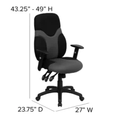 Emma And Oliver High Back Ergonomic Black/Gray Mesh Swivel Task Office Chair W/ Adjustable Arms -Home office GUEST 7b3f906e e107 4c07 bdef f55d2d616ac5