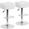 Emma And Oliver 2 Pk. Contemporary Vinyl Adjustable Height Barstool With Square Seat And Chrome Base