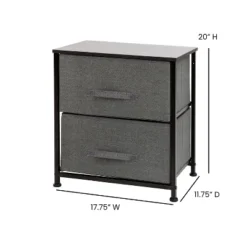 Emma And Oliver 2 Drawer Storage Stand With Wood Top & Dark Fabric Pull Drawers -Home office GUEST 7c3e03c1 ff90 42fd 9508 5cbf9e54b233