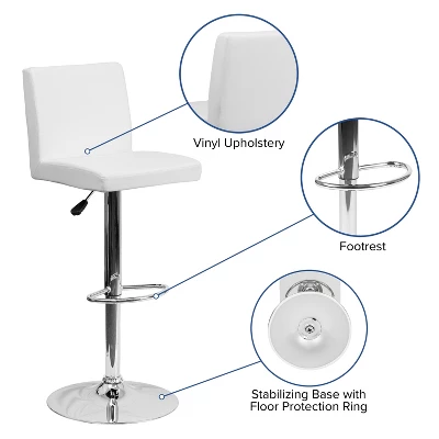 Emma And Oliver Panel Back Adjustable Height Barstool With Chrome Base 2 Emma And Oliver Panel Back Adjustable Height Barstool With Chrome Base - Image 2