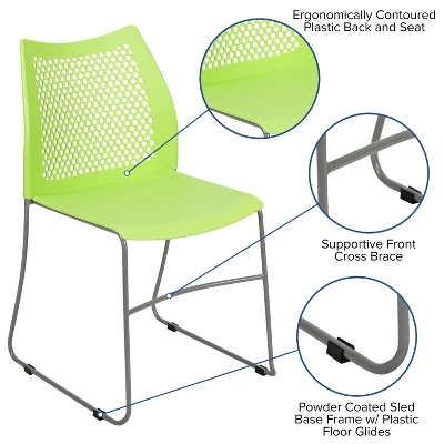 Emma And Oliver Home And Office Sled Base Stack Chair With Air-Vent Back - Guest Chair 4 Emma And Oliver Home And Office Sled Base Stack Chair With Air-Vent Back - Guest Chair - Image 4