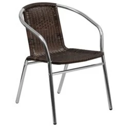 Emma And Oliver Commercial Aluminum/Rattan Restaurant Dining Stack Chair -Home office GUEST 7e56354a cd74 46d5 8af6 42f21a7b1f6c