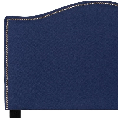 Emma And Oliver Upholstered Twin Size Headboard With Nailtrim In Navy Fabric 5 Emma And Oliver Upholstered Twin Size Headboard With Nailtrim In Navy Fabric - Image 5