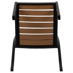 Emma And Oliver 2 Pack Outdoor Faux Teak Side Chair With Poly Slats - Teak Patio Chair -Home office GUEST 7f1a8841 77d7 42ed 8403 b80e7b2beaee