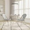 Emma & Oliver Massalia Indoor/Outdoor Bistro Style 31.5 In. Table With Textilene, Glass Top, And Two Chairs - Metal Frame