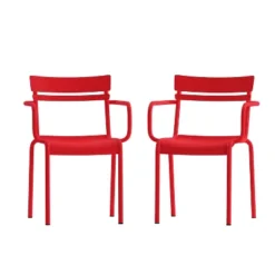 Emma And Oliver Powder Coated Steel Stacking Dining Chair With Arms And 2 Slat Back For Indoor-Outdoor Use -Home office GUEST 8110aaa7 97cb 4ade 8936 f37f2a9b9c0b