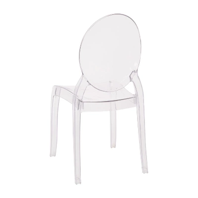 Emma And Oliver Set Of 4 Multifunctional Transparent Polycarbonate Resin Stacking Accent Chair With Extra Wide Seat For Vanity, Dining Room, Bedroom & Outdoor Events 9 Emma And Oliver Set Of 4 Multifunctional Transparent Polycarbonate Resin Stacking Accent Chair With Extra Wide Seat For Vanity, Dining Room, Bedroom & Outdoor Events - Image 9