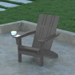 Emma And Oliver Set Of 4 Adirondack Chairs With Cup Holders, Weather Resistant HDPE Adirondack Chairs -Home office GUEST 818800ee 161f 4912 ac8a 21501805b467