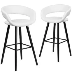 Emma And Oliver 2 Pk. 29'' High Contemporary Vinyl Barstool With Cappuccino Wood Frame -Home office GUEST 81ed6779 9529 4c84 8a0f 67ae07ce9040