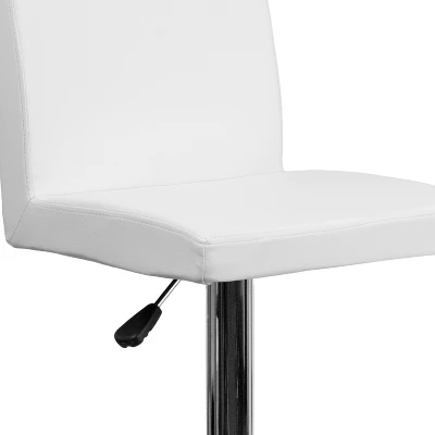 Emma And Oliver Panel Back Adjustable Height Barstool With Chrome Base 4 Emma And Oliver Panel Back Adjustable Height Barstool With Chrome Base - Image 4