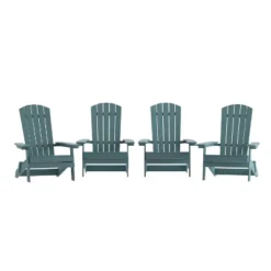 Emma And Oliver Set Of 4 Indoor/Outdoor Poly Resin Folding Adirondack Chairs, All-Weather Chairs For Porch, Patio, Or Sunroom -Home office GUEST 828240d9 4178 46fc 90ce 4ddee23892f3