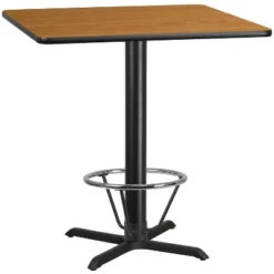 Emma And Oliver 42" Square Laminate Bar Table With 33"x33" Foot Ring Base -Home office GUEST 828ebc89 a2b4 4b32 9896 04dedad23dd5
