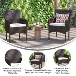 Emma And Oliver Set Of 4 Modern Wicker Patio Chairs With Removable Cushions For Indoor And Outdoor Use -Home office GUEST 838f59b6 cbaf 4d1c b292 c2dfd242cbf6