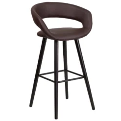 Emma And Oliver 29"H Wood Rounded Open Back Barstool -Home office GUEST 83a9cf4d a8d9 4acf 9e41 05af442c7e68