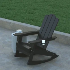 Emma And Oliver Set Of 2 Adirondack Rocking Chairs With Cup Holders, Weather Resistant HDPE Adirondack Rocking Chairs -Home office GUEST 83c80ecc f140 4973 b222 9b945ed3e9cf