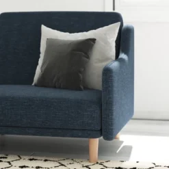 Emma And Oliver Plush Padded Upholstered Split Back Sofa Futon With Smooth Curved Removable Arms And Wooden Legs -Home office GUEST 83cd44ad 6352 4aa6 a586 2c31f538c776