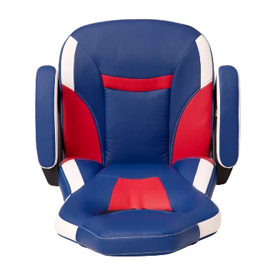 Emma And Oliver Faux Leather Ergonomic High Back Gaming Chair With Adjustable Seat Height, Lumbar Support And Padded Arms In Red, White & Blue 13 Emma And Oliver Faux Leather Ergonomic High Back Gaming Chair With Adjustable Seat Height, Lumbar Support And Padded Arms In Red, White & Blue - Image 13