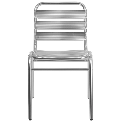 Emma And Oliver Aluminum Indoor-Outdoor Stack Chair With Triple Slat Back 8 Emma And Oliver Aluminum Indoor-Outdoor Stack Chair With Triple Slat Back - Image 8