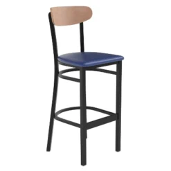 Emma And Oliver Industrial Barstool With Rolled Steel Frame And Solid Wood Seat - 500 Lbs. Static Weight Capacity -Home office GUEST 8554fb26 0d61 48d7 8373 e3143d1ff179
