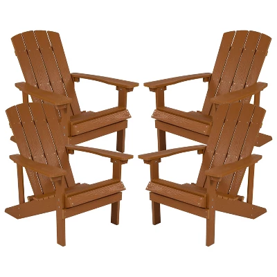Emma And Oliver 4 Pack Outdoor All-Weather Poly Resin Wood Adirondack Chairs 10 Emma And Oliver 4 Pack Outdoor All-Weather Poly Resin Wood Adirondack Chairs - Image 10