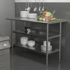Emma And Oliver NSF Certified Stainless Steel 18 Gauge Work Table With 2 Undershelves