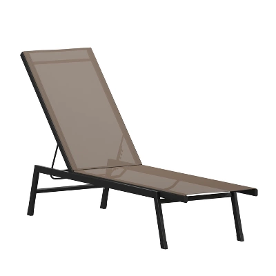 Emma And Oliver Textilene Adjustable 5 Position Patio Chaise Lounge And Metal Frame 3 Emma And Oliver Textilene Adjustable 5 Position Patio Chaise Lounge And Metal Frame - Image 3