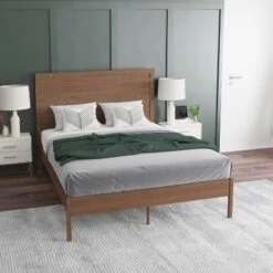 Emma And Oliver Classic Wooden Platform Bed With Headboard -Home office GUEST 8737038f 01d4 4c14 aea3 2fc7ca6265d9