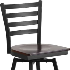 Emma And Oliver Black Ladder Back Swivel Metal Restaurant Dining Barstool -Home office GUEST 87467e5b 69e4 49bb b5fb aad3695470ba