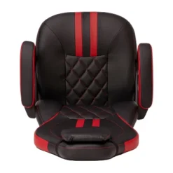 Emma And Oliver Ergonomic High Back Swivel Gaming Chair With Diamond Stitch Black Faux Leather Upholstery With Red Accent Stripes, Padded Arms -Home office GUEST 87688f2e 210f 4e4f 9996 e6787f8a63a1