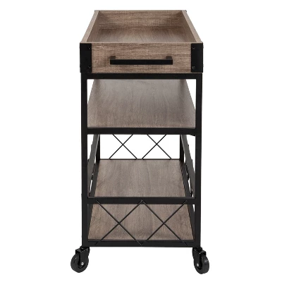 Emma And Oliver Light Oak Wood Kitchen Bar Cart, Stemware Rack And Locking Casters 6 Emma And Oliver Light Oak Wood Kitchen Bar Cart, Stemware Rack And Locking Casters - Image 6