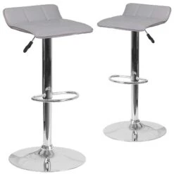 Emma And Oliver 2 Pack Contemporary Vinyl Adjustable Height Barstool With Quilted Wave Seat And Chrome Base -Home office GUEST 87eba357 b174 473c 929d 2ecd691a2939