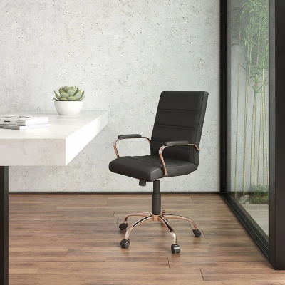 Emma And Oliver Mid-Back Executive Swivel Office Chair With Metal Frame And Arms 11 Emma And Oliver Mid-Back Executive Swivel Office Chair With Metal Frame And Arms - Image 11