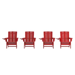 Emma And Oliver Set Of 4 Adirondack Chairs With Cup Holders, Weather Resistant HDPE Adirondack Chairs -Home office GUEST 8b2f5267 3df7 4133 aa82 c69976184e3e