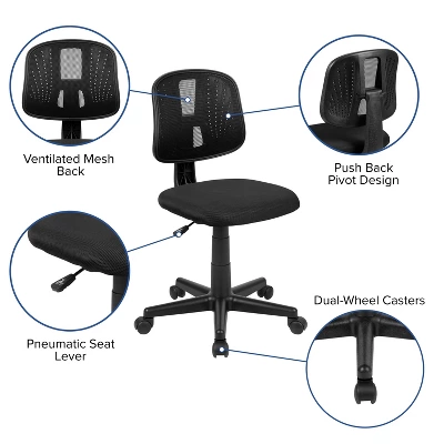Emma And Oliver Mid-Back Mesh Swivel Task Office Chair With Pivot Back 4 Emma And Oliver Mid-Back Mesh Swivel Task Office Chair With Pivot Back - Image 4