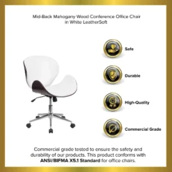 Emma And Oliver Mid-Back Wood Conference Office Chair With Leather Seat 14 Emma And Oliver Mid-Back Wood Conference Office Chair With Leather Seat -Home office GUEST 8bb94bd1 dbe9 46ad 86a9 6d0cb539f00d